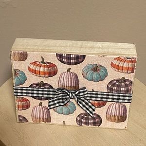 Halloween pumpkin fall wood block sign tiered tray